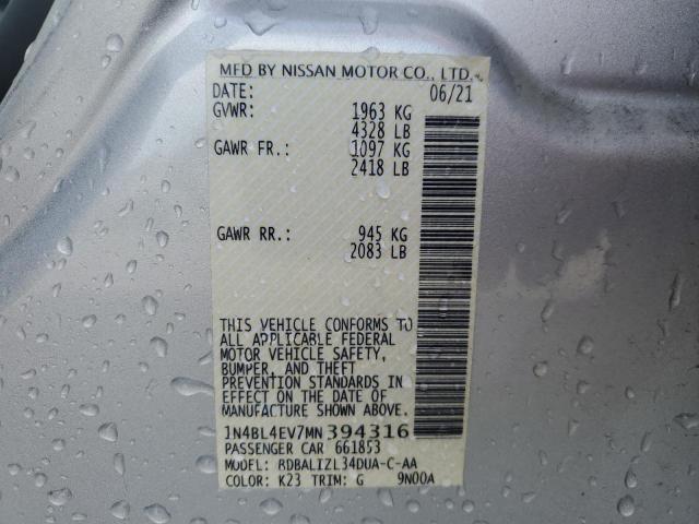 2021 NISSAN ALTIMA SL 1N4BL4EV7MN394316