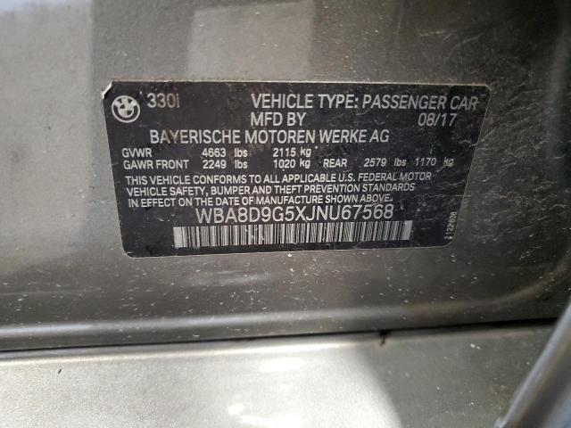 2018 BMW 330 XI WBA8D9G5XJNU67568