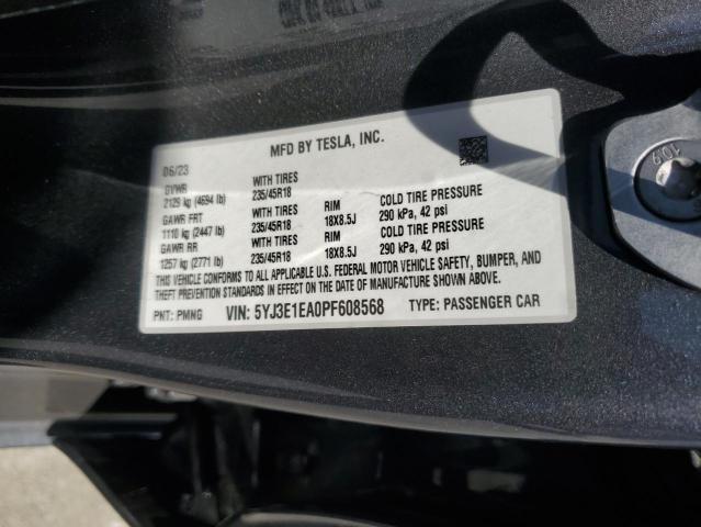 2023 TESLA MODEL 3 5YJ3E1EA0PF608568