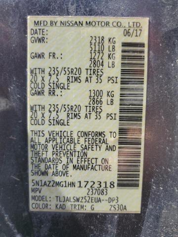 2017 NISSAN MURANO S/S 5N1AZ2MG1HN172318