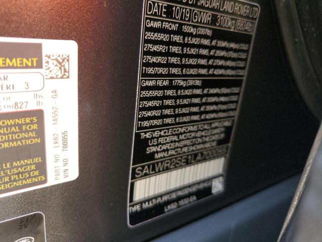 2020 LAND ROVER RANGE ROVE SALWR2SE1LA700055