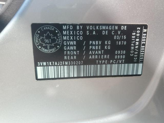 2015 VOLKSWAGEN JETTA BASE 3VW1K7AJ2FM330207