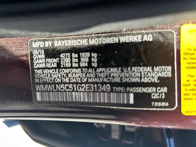 2016 MINI COOPER CLU WMWLN5C51G2E31349