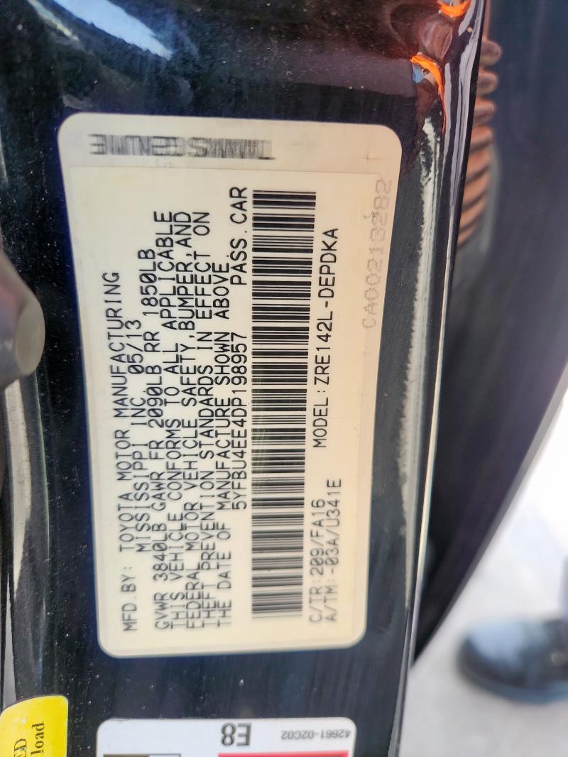 2013 TOYOTA COROLLA BA - 5YFBU4EE4DP198957