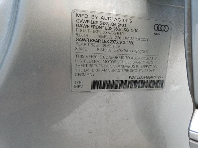 2016 AUDI Q5 PREMIUM WA1L2AFP8GA031223
