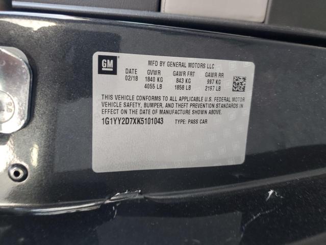 2019 CHEVROLET CORVETTE G 1G1YY2D7XK5101043