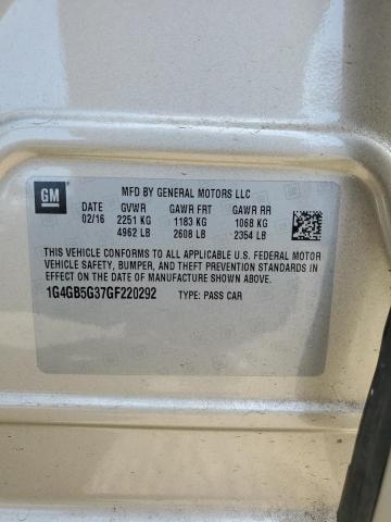 2016 BUICK LACROSSE 1G4GB5G37GF220292