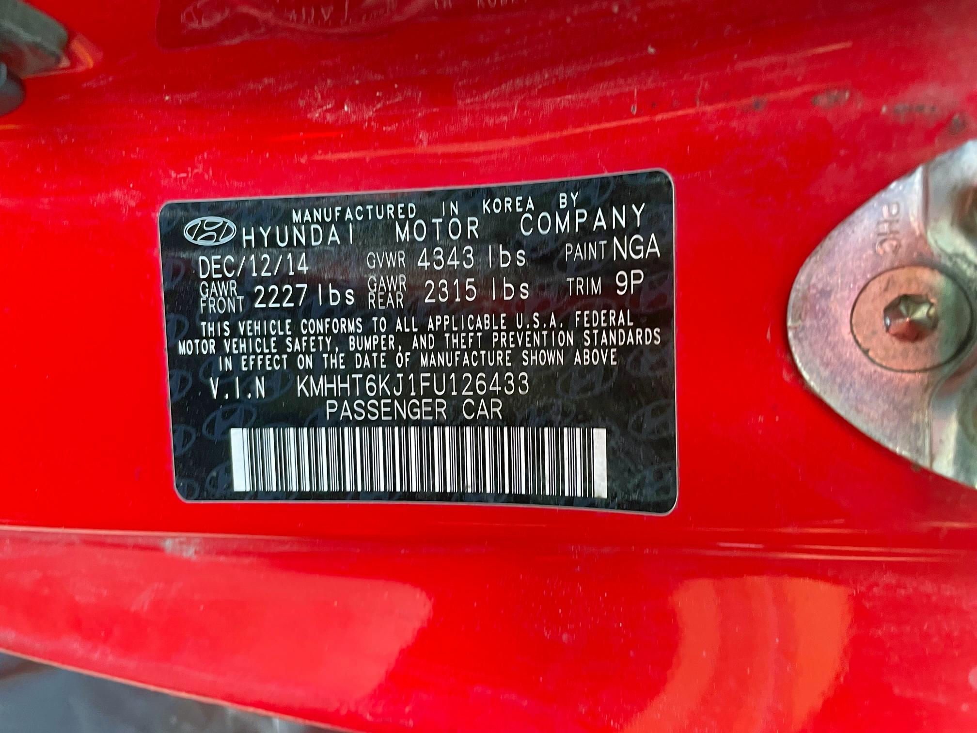 2015 HYUNDAI GENESIS CO KMHHT6KJ1FU126433
