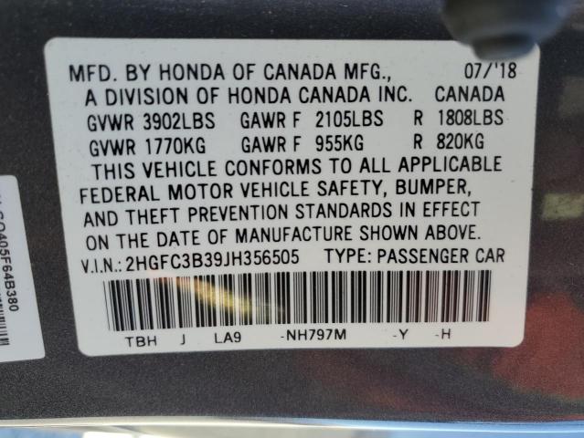 2018 HONDA CIVIC EX 2HGFC3B39JH356505
