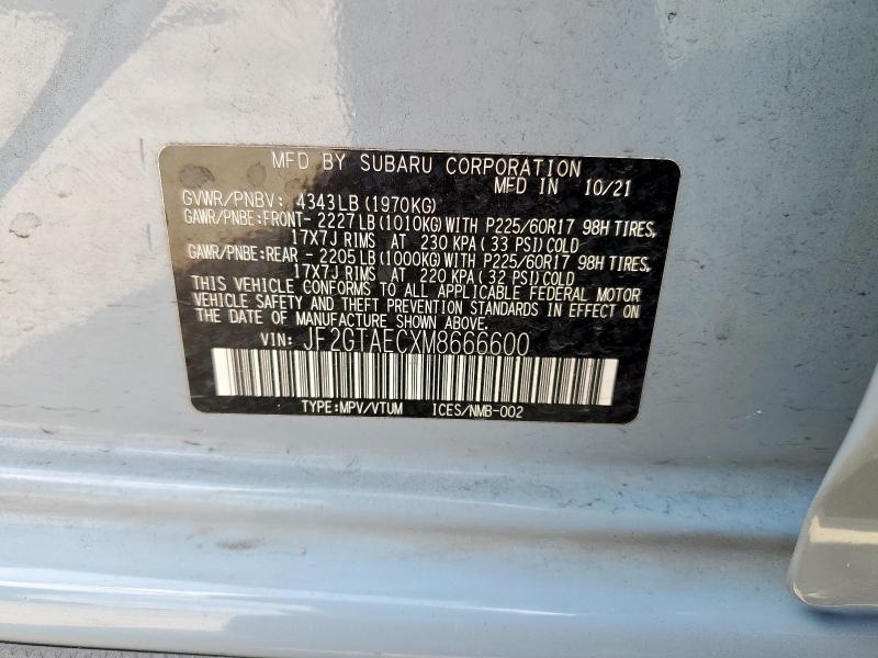2021 SUBARU CROSSTREK - JF2GTAECXM8666600
