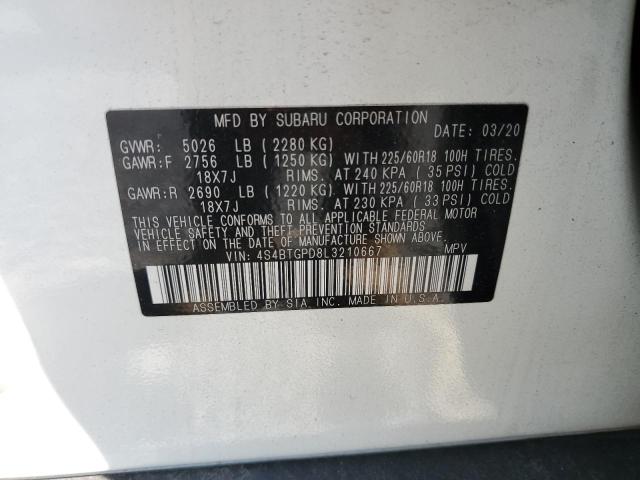 2020 SUBARU OUTBACK TO 4S4BTGPD8L3210667