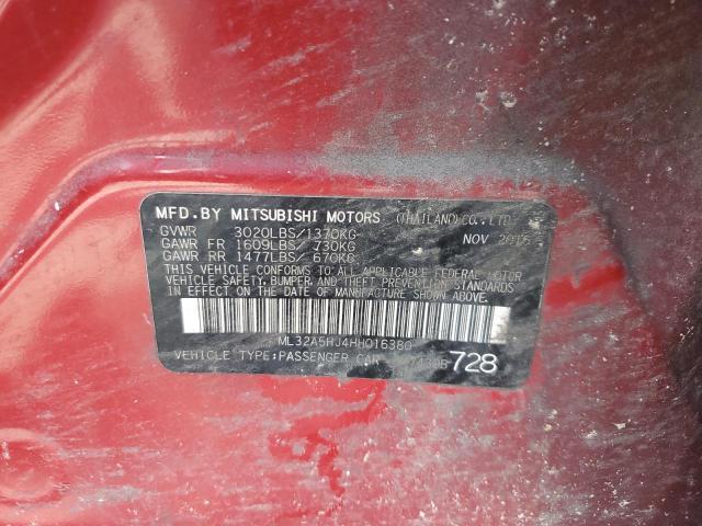 2017 MITSUBISHI MIRAGE GT ML32A5HJ4HH016380
