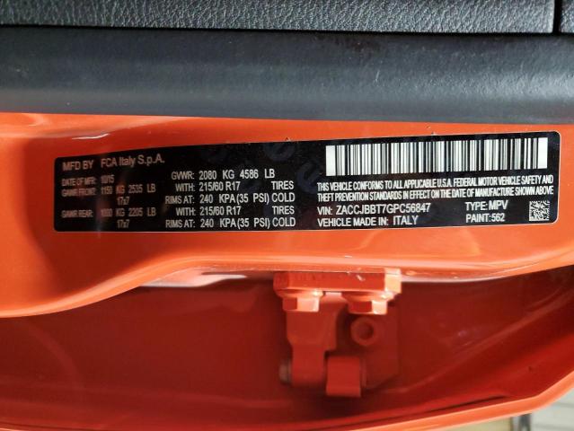 2016 JEEP RENEGADE L ZACCJBBT7GPC56847