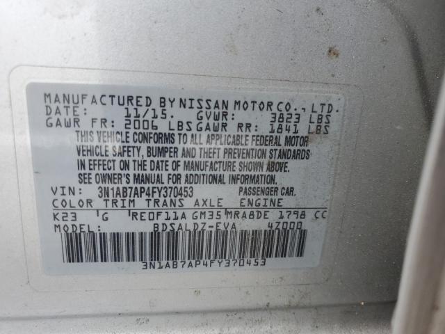 2015 NISSAN SENTRA S 3N1AB7AP4FY370453