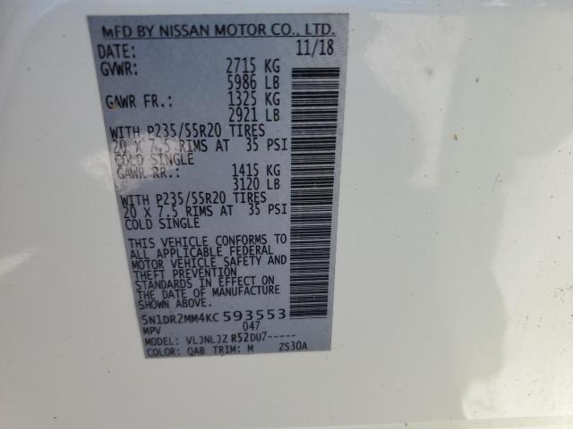 2019 NISSAN PATHFINDER 5N1DR2MM4KC593553