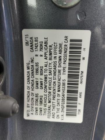 2015 HONDA CIVIC LX 2HGFG3B54FH533815