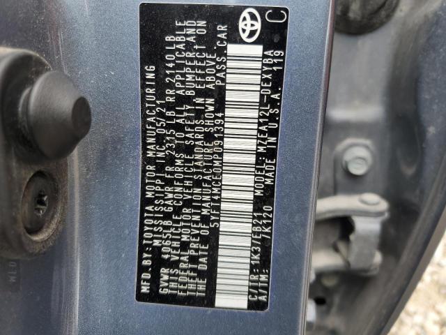 2021 TOYOTA COROLLA XSE 5YFT4MCE0MP091394