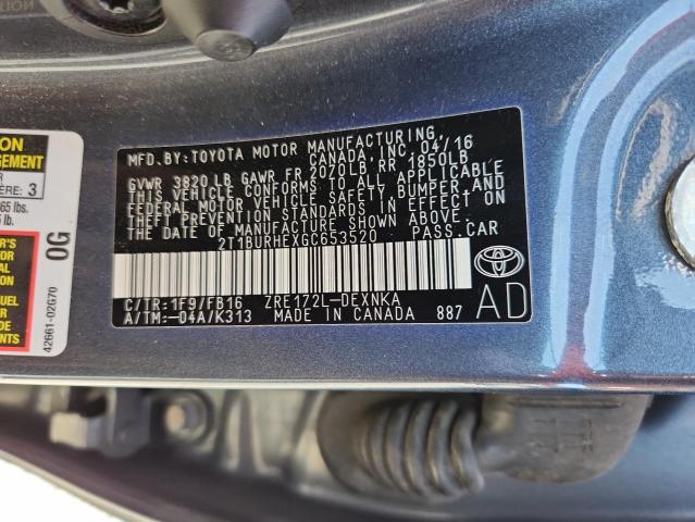 2016 TOYOTA COROLLA L - 2T1BURHEXGC653520