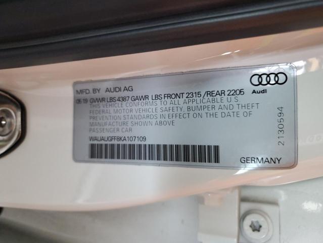 2019 AUDI A3 PREMIUM WAUAUGFF8KA107109