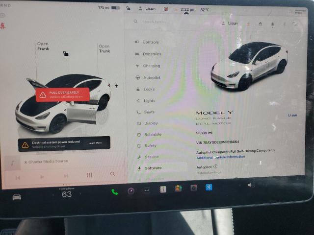 2022 TESLA MODEL Y 7SAYGDEE8NF518864