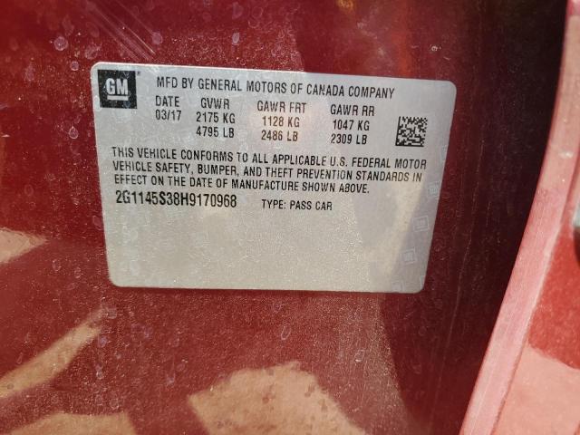 2017 CHEVROLET IMPALA PRE 2G1145S38H9170968