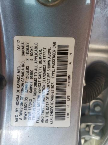 2017 HONDA CIVIC EXL 2HGFC1F74HH651975