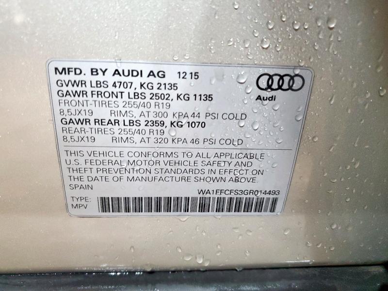 2016 AUDI Q3 PRESTIGE WA1FFCFS3GR014493