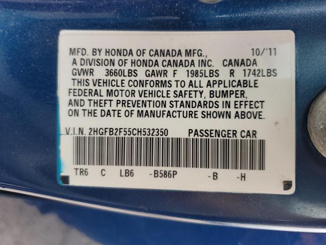 2012 HONDA CIVIC LX - 2HGFB2F55CH532350