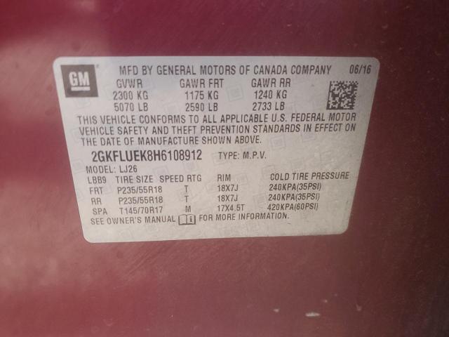 2017 GMC TERRAIN SL 2GKFLUEK8H6108912
