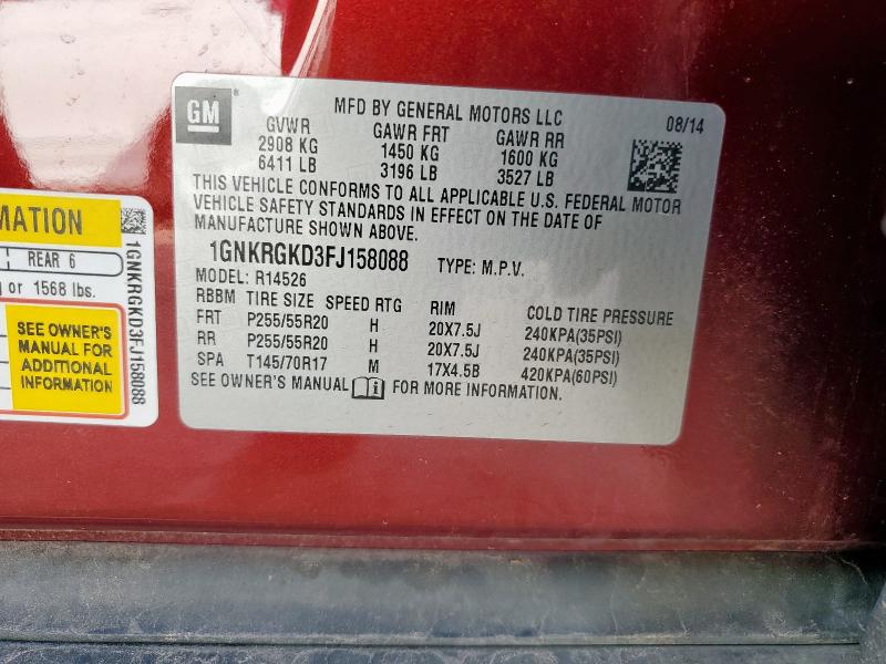 2015 CHEVROLET TRAVERSE L 1GNKRGKD3FJ158088