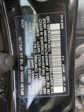 2018 HONDA CIVIC EX SHHFK7H59JU232353