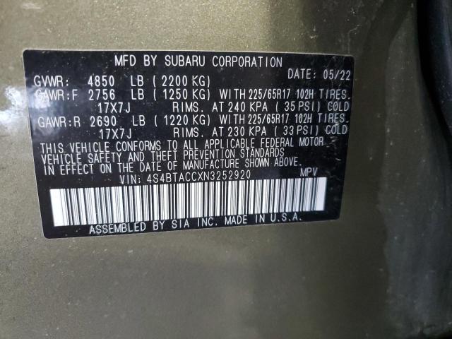 2022 SUBARU OUTBACK PR 4S4BTACCXN3252920