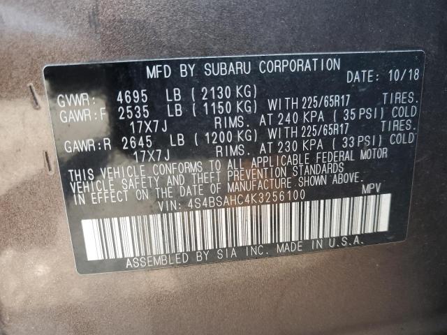 2019 SUBARU OUTBACK 2. - 4S4BSAHC4K3256100