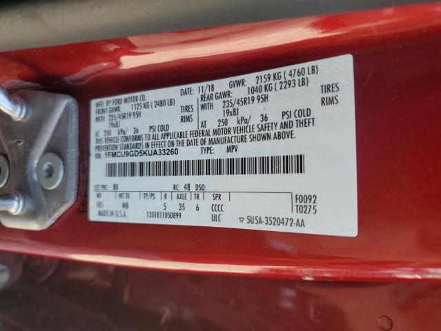 2019 FORD ESCAPE SE - 1FMCU9GD5KUA33260