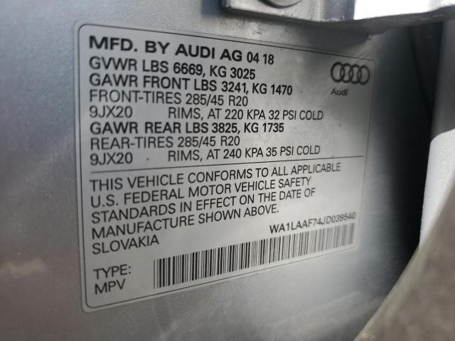2018 AUDI Q7 PREMIUM WA1LAAF74JD039540