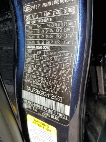 2016 LAND ROVER RANGE ROVE SALVP2BG9GH125963
