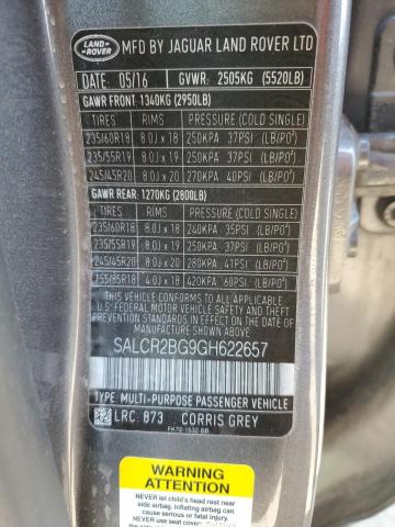 2016 LAND ROVER DISCOVERY SALCR2BG9GH622657