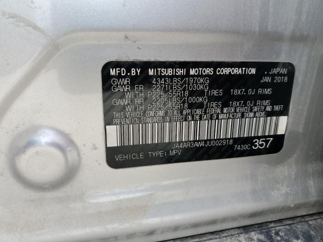 2018 MITSUBISHI OUTLANDER JA4AR3AW4JU002918