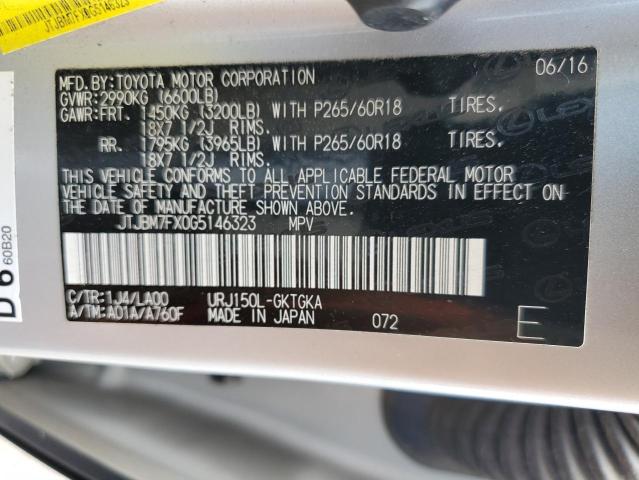 2016 LEXUS GX 460 JTJBM7FX0G5146323