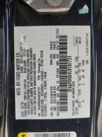 2020 FORD FUSION SE - 3FA6P0HD4LR187721