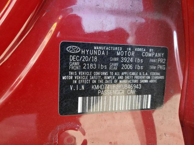 2019 HYUNDAI ELANTRA SE - KMHD74LF3KU846943