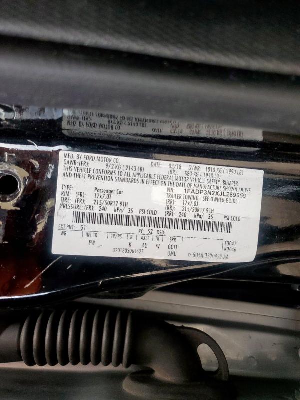 2018 FORD FOCUS TITA 1FADP3N2XJL289659