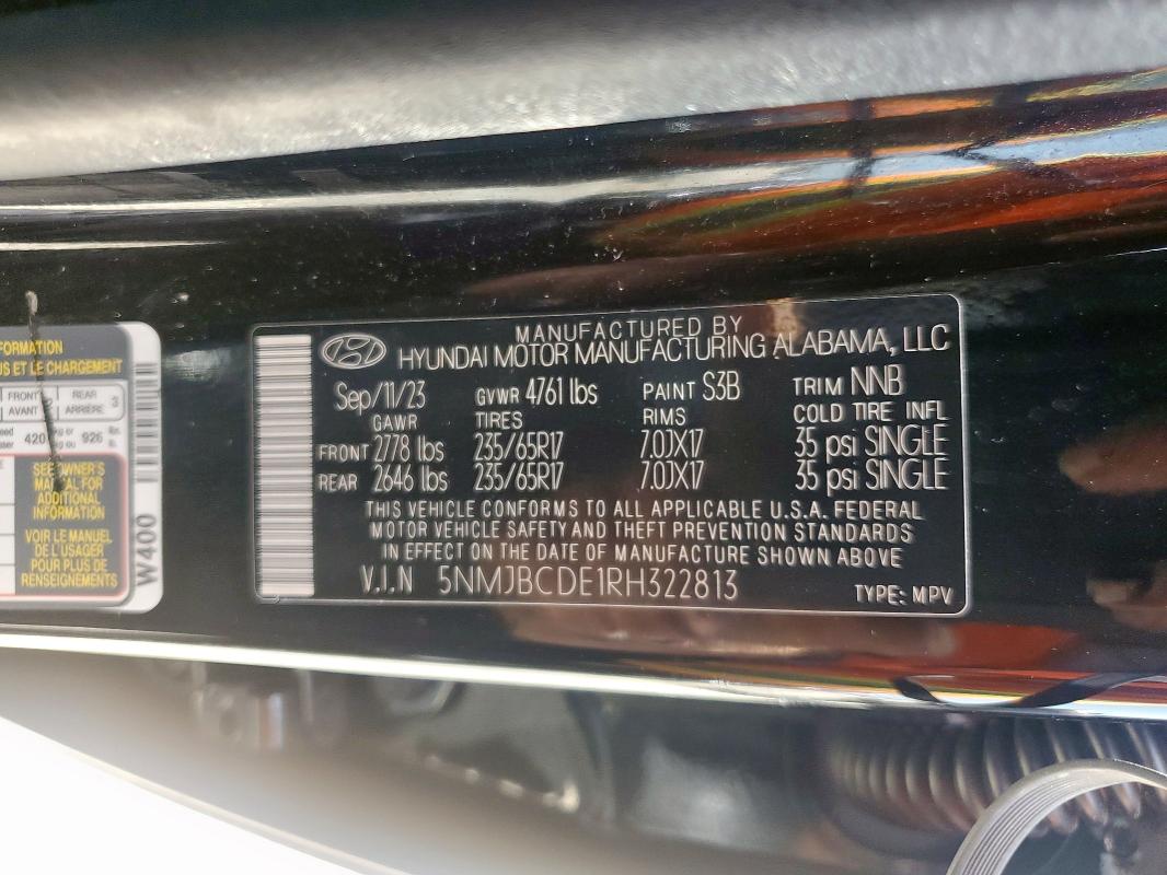 2024 HYUNDAI TUCSON SEL 5NMJBCDE1RH322813