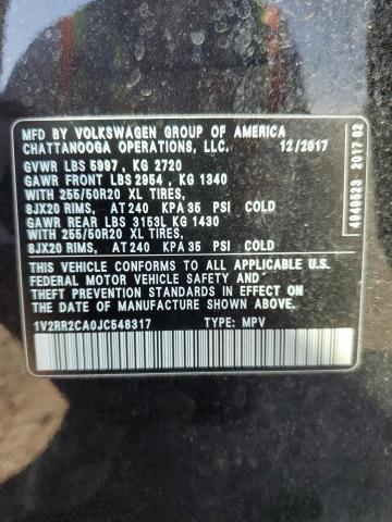 2018 VOLKSWAGEN ATLAS SEL 1V2RR2CA0JC548317