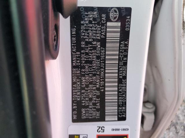 2018 TOYOTA CAMRY L 4T1B11HK8JU116067