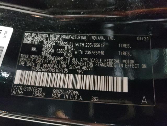 2021 TOYOTA HIGHLANDER - 5TDGZRBH7MS109425