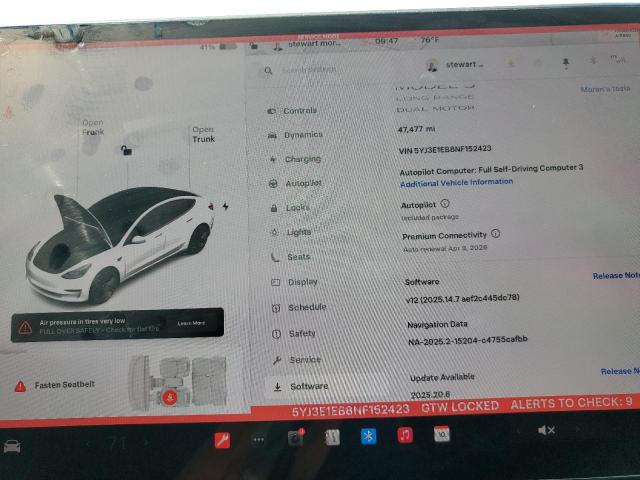 2022 TESLA MODEL 3 5YJ3E1EB8NF152423