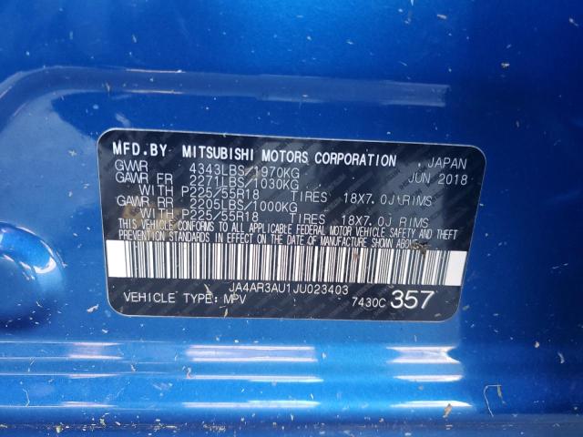 2018 MITSUBISHI OUTLANDER JA4AR3AU1JU023403