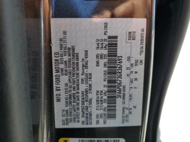 2016 FORD FUSION S 3FA6P0G73GR367693