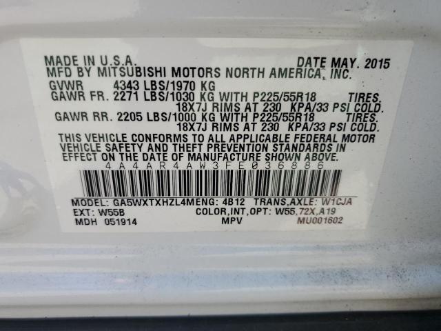 2015 MITSUBISHI OUTLANDER 4A4AR4AW3FE036886